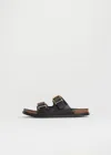 The Row Leather Dual-buckle Slide Sandals In Black