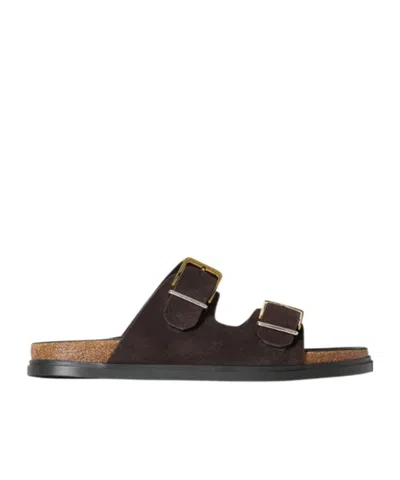 The Row Buckle Slide Sandals In Brown