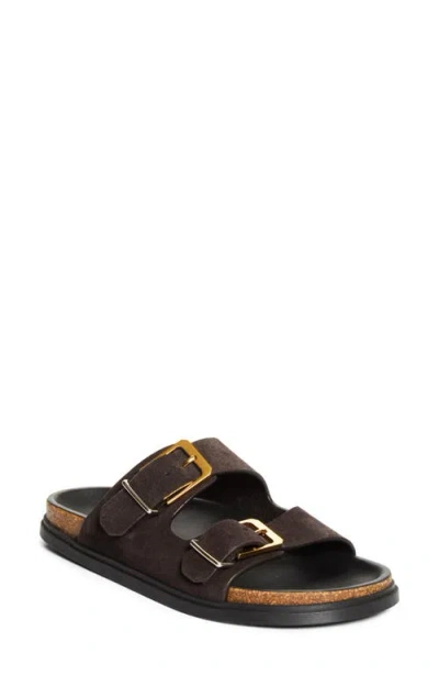The Row Buckle Slide Sandals In Brown