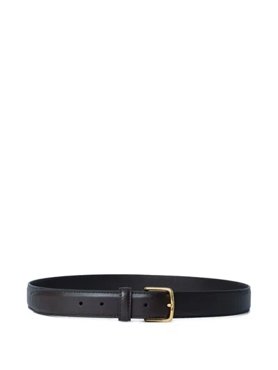 The Row Buckled Leather Belt In Black
