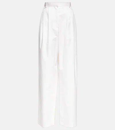 The Row Bufus High-rise Cotton Pants In Off White