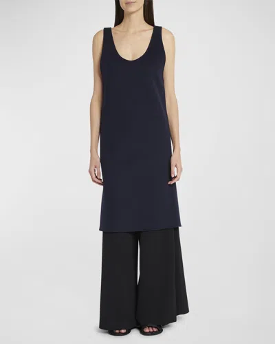 The Row Bumi Scoop-neck Sleeveless Button-vented Dress In Dark Navy