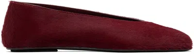 The Row Burgundy Eva Two Ballerina Flats In Red