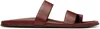 The Row Hugh Leather Toe-ring Slide Sandals In Rus Rust