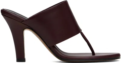 THE ROW BURGUNDY SIGNUM HEELED SANDALS