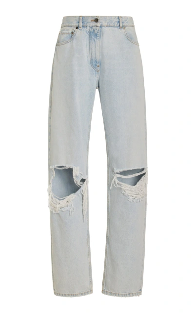 The Row Burty Distressed Rigid Mid-rise Relaxed-leg Jeans In Blue