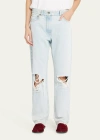The Row Burty Distressed Midrise Straight Jeans In Bleached