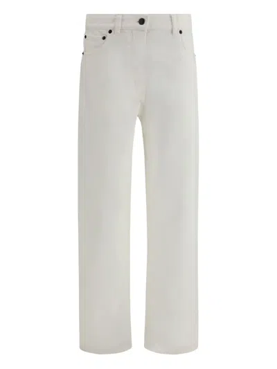 The Row Denim Burty Trousers With Pockets And Loops In Neutral
