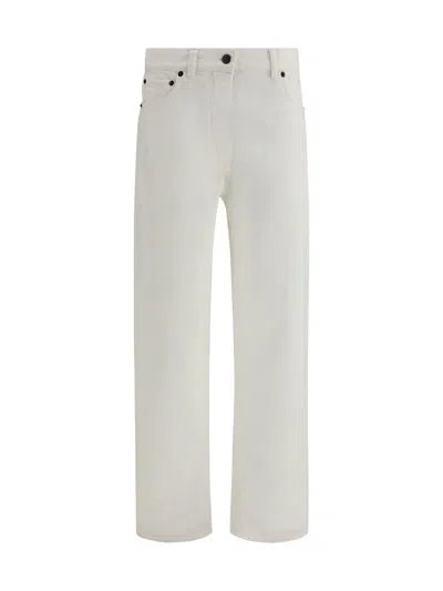The Row Denim Burty Trousers With Pockets And Loops In Neutral