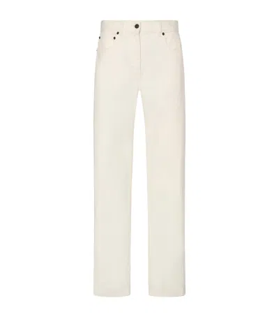The Row Denim Burty Trousers With Pockets And Loops In Neutral
