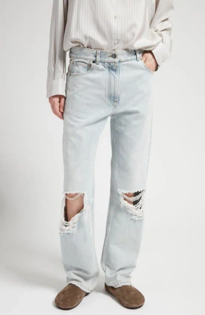 The Row Burty Distressed Straight-leg Jeans In Bleached