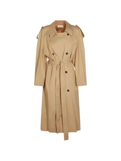 The Row Button Belted Coat In Brown