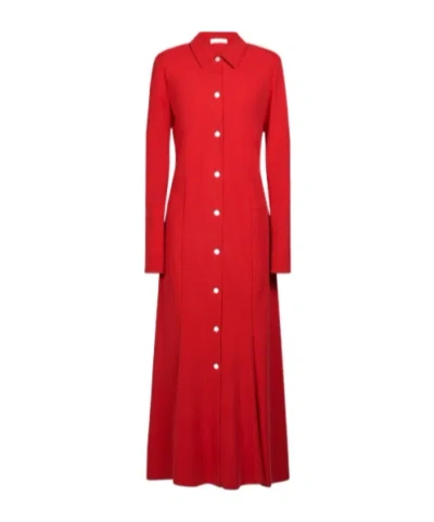 The Row Myra Maxi Silk Shirt Dress In Red