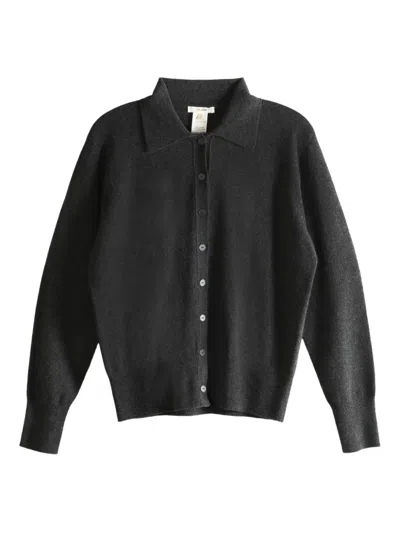 The Row Button-front Polo Cardigan In Black