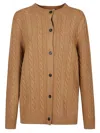 The Row Cable Knit Cardigan With Round Neckline And Button-down Front In Brown