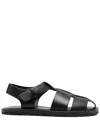 The Row Fisherman Leather Sandals In 黑色