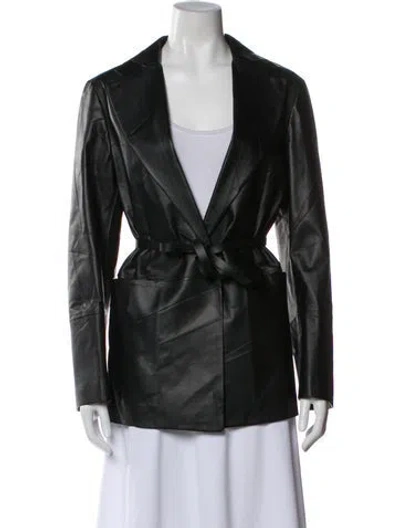 Pre-owned The Row Calf Leather Blazer In Black