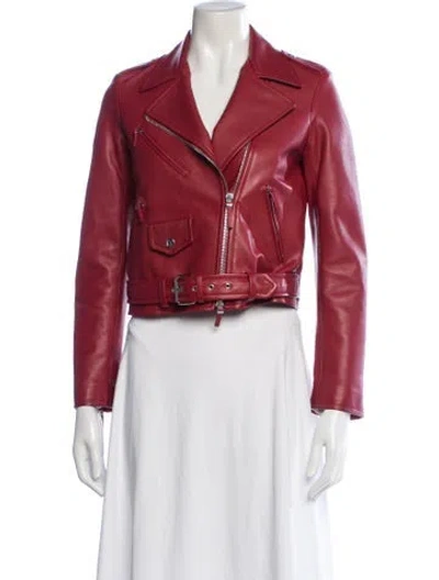 Pre-owned The Row Calfskin Biker Jacket In Red