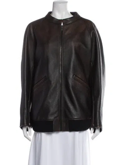 Pre-owned The Row Calfskin Bomber Jacket In Brown