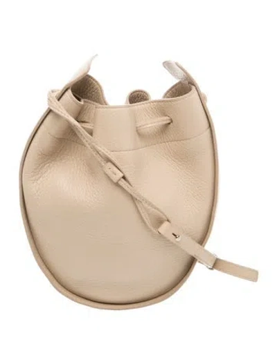 Pre-owned The Row Calfskin Drawstring Pouch In Neutral