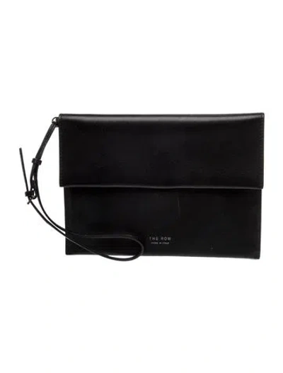 Pre-owned The Row Calfskin Foldover Pouch Small In Black