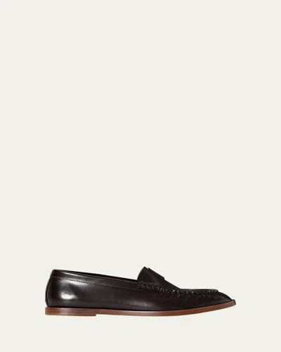 The Row Calfskin Leather Loafers In Brown