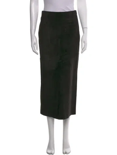Pre-owned The Row Calfskin Long Skirt In Black