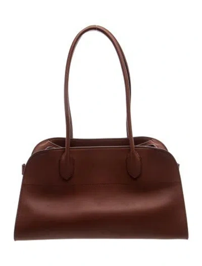 Pre-owned The Row Calfskin Margaux Shoulder 12 In Brown