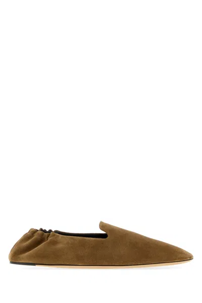 The Row Camel Suede Casa Loafers In Brown