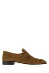 The Row Camel Suede Two Loafers In Multi