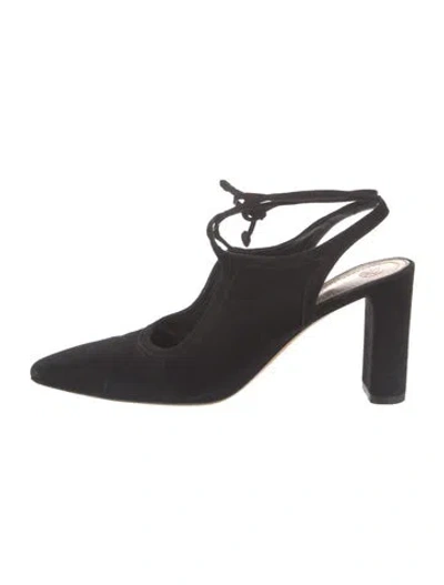 Pre-owned The Row Camil Suede Slingback Pumps In Black