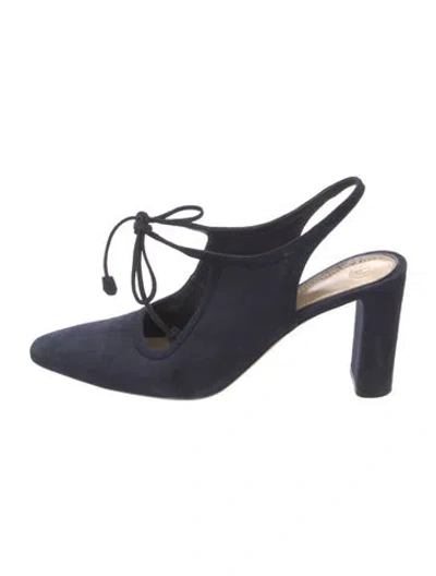 Pre-owned The Row Camil Suede Slingback Pumps In Blue