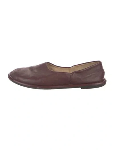 Pre-owned The Row Canal Leather Flats In Burgundy