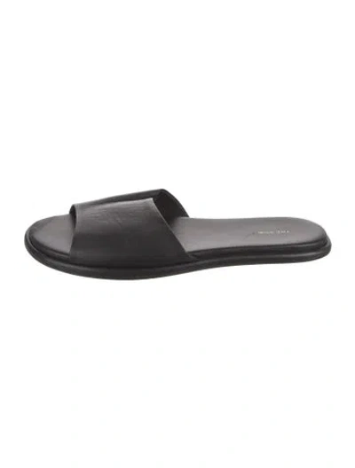 Pre-owned The Row Canal Leather Slides In Black