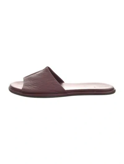 Pre-owned The Row Canal Leather Slides In Burgundy