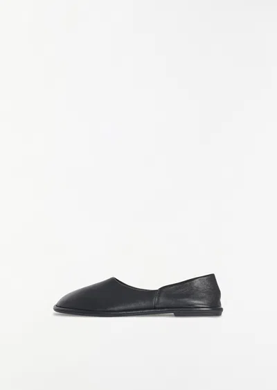 The Row Canal Leather Slip-on Shoes In Black
