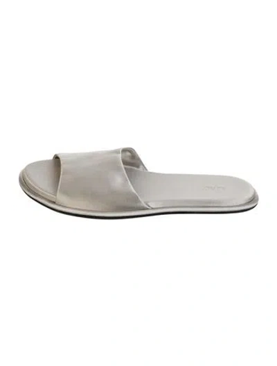 Pre-owned The Row Canal Satin Slides In Gray