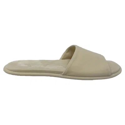 The Row Canal Slippers In Ivory Velvet In Silver