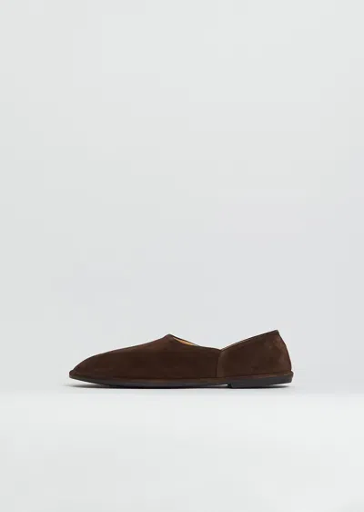 The Row Canal Suede Slip-on Shoes In Brown