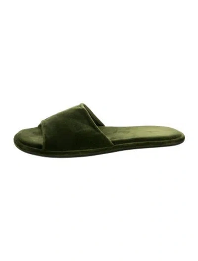 Pre-owned The Row Canal Velvet Slides In Green