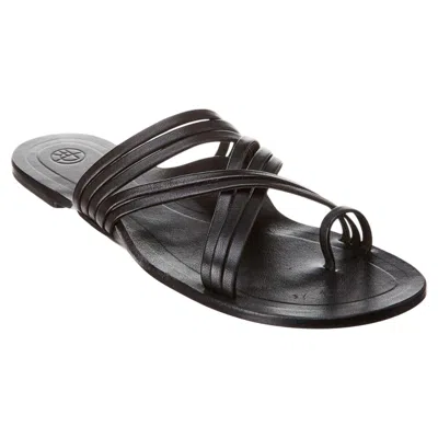 Pre-owned The Row Cannes Grecian Strappy Sandals Slides Eu 38 Black Nappa Leather Flat