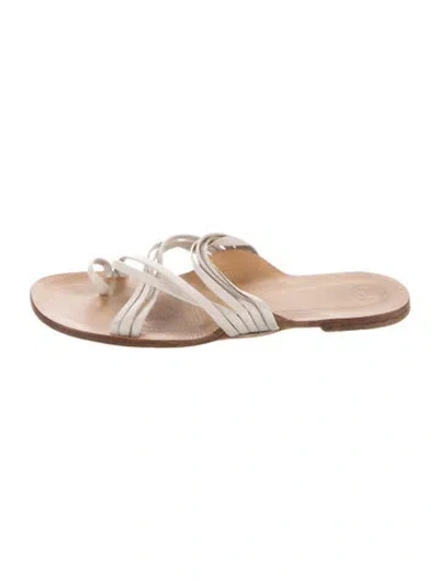 Pre-owned The Row Cannes Leather Sandals In White