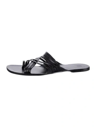 Pre-owned The Row Cannes Leather Slides In Black