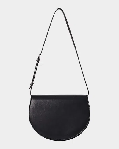 The Row Canteen Saddle Shoulder Bag In Napa Leather In Black