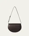 The Row Canteen Saddle Shoulder Bag In Napa Leather In Dark Brown