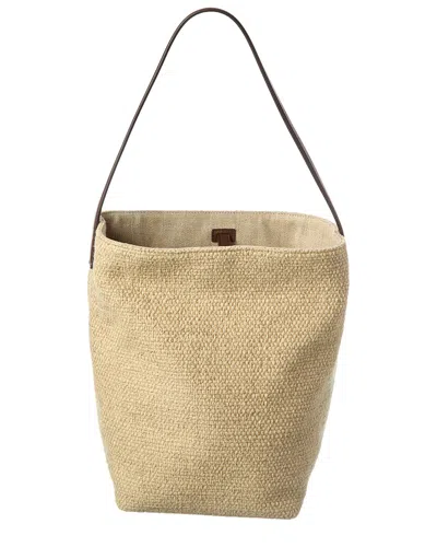 The Row Canvas & Leather Shoulder Bag In Neutral