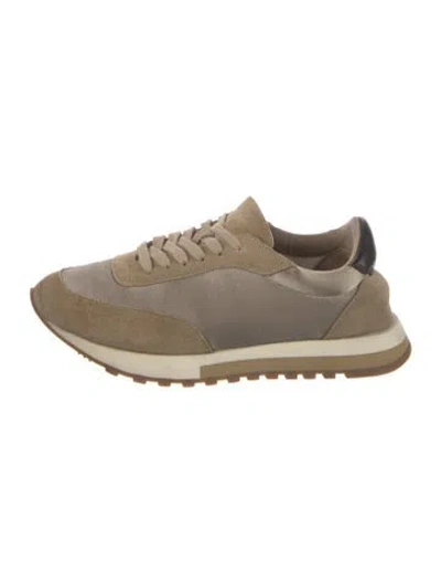 Pre-owned The Row Canvas Leather Trim Embellishment Sneakers In Brown