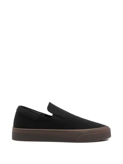 The Row Canvas Slip On Sneakers In Black