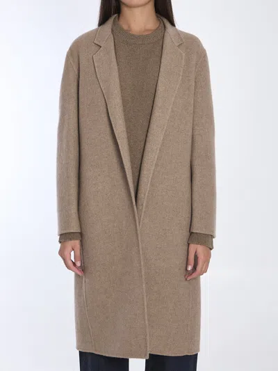 The Row Cappuccino Cashmere Blend Fedra Coat In Brown