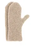 The Row Cashmere Blend Mittens Textured Finish In Brown